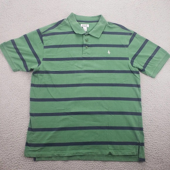 Boca‎ Classics Shirt Mens XL Green Blue Striped Casual Polo Golf Boat Sailing - Picture 1 of 10